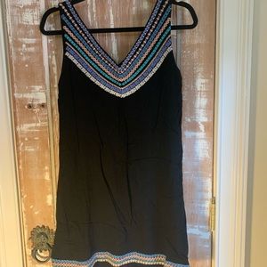 Black THML tank top with a multi colored stitching detail